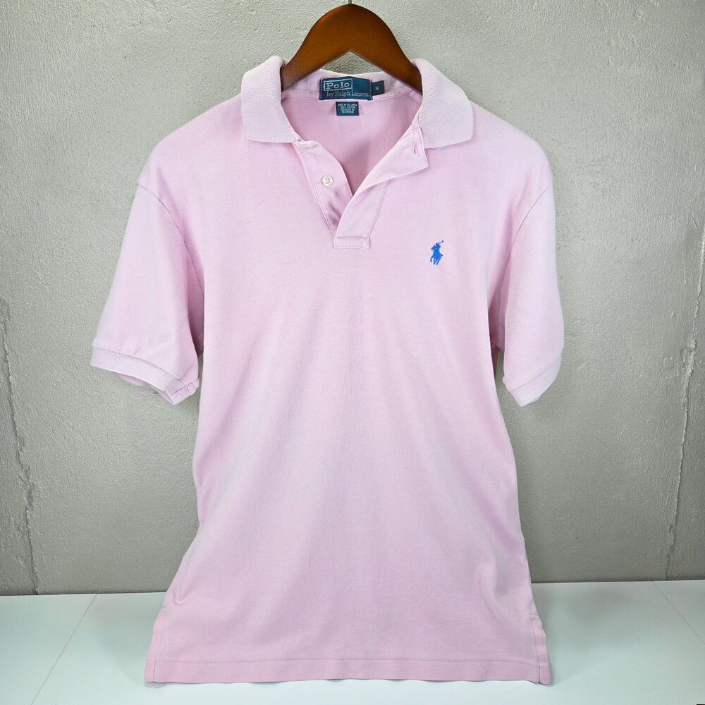 Vintage 90s Polo Ralph Lauren Signature Blue Pony Pique Polo Shirt Sz S